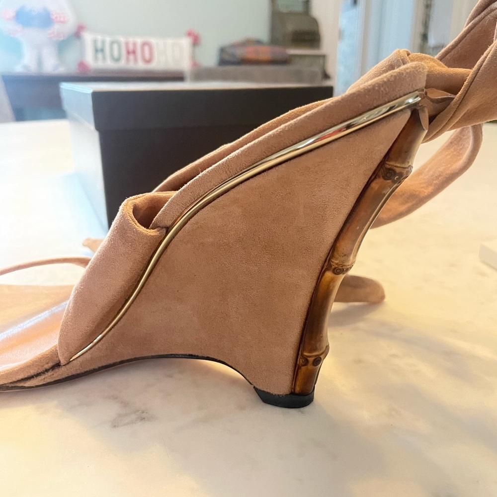 GUCCI Bamboo Accent Suede Sandals - Picture 8 of 15